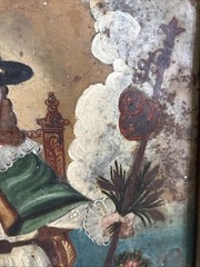 19th Century Retablo Antique Mexican Oil on Tin Painting Holy Child of Atocha