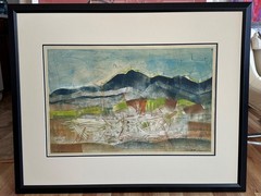RONALD A CHEE NAVAJO/DINEH ARTIST MIXED MEDIA 1/1 „TAOS RUN“ FRAMED 32″ X 40″