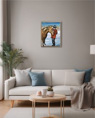 Atherton 11×14 Original Cowboy friend Acrylic Painting „Man & Horse“ hand signed