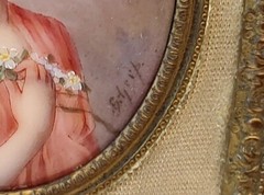 19th Century Portrait Miniature of a Woman in a French Bronze Dore Frame
