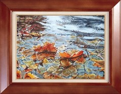 MAPLE LEAVES AUTUMN Original Modern Artwork Painting Landscape 23×34 Signed Gift