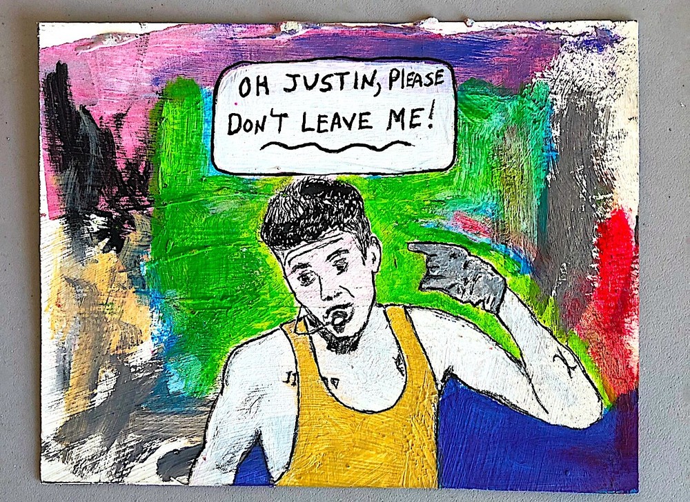 ORIGINAL CHUCK GREATREX „Justin Bieber“ Collectible Abstract Outsider Painting!