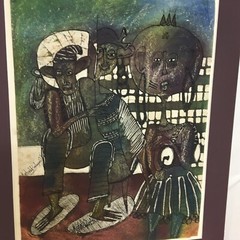 Kehinde Balogun Nigerian Artist Oshogbo School Paint On Rice Paper Queen Drum