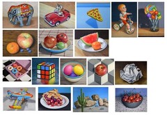 Original oil Painting Still Life Watermelon & Blueberries small 6×8 in. New 7- 1