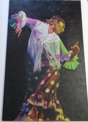 FINEST KEVIN YUEN PAINTING LARGE 48 INCH DANCER CALIFORNIA MUSIC FLAMENCO Woman