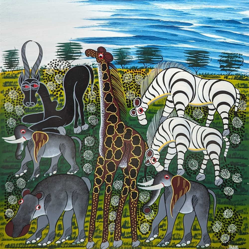 YASINI’s LOOKING TO YOU FOR KINDNESS Classical Tingatinga on board 2’X2′