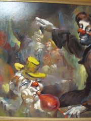 Magnificent Julian Ritter Original Oil Painting Clowns Listed