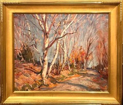 Emile A Gruppe Country Road Landscape Oil Painting Woodland Scene