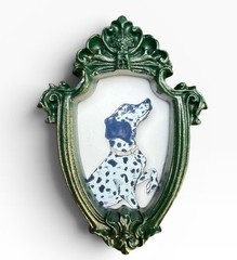 TEENY MINI • Dalmatian Dog watercolor animal print in TINY ornate frame