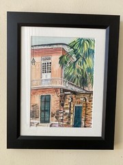 KRISTI C JONES “CREOLE HOUSE” Watercolor Painting New Orleans Louisiana Framed