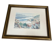 VTG Lot 2 Coastal Town Landscape Boats Scene Watercolor Painting – Signed/Framed