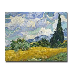 Wheatfield with Cypresses by Vincent Van Gogh Canvas Giclee Art (12 in x 15 in)