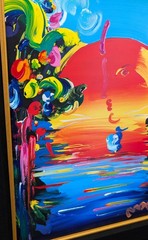 Peter Max „Better World III“ | Unique Acrylic Painting on Paper | 34×28″ Framed