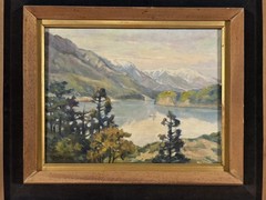 1940 Japanese Semi Antique Landscape Oil Painting Vintage Landscape Painting