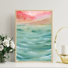 ORIGINAL PAINTING OOAK Sunset Over Waves #2 Ocean Seascape 9×12 inches