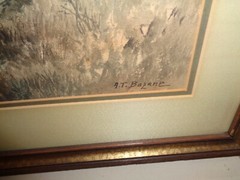 A. T. Bazane (1846-1921) River Landscape Scene Watercolor Painting Framed