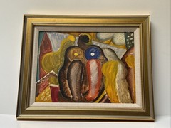 Jo Cain Painting Antique 1930’s Cubist Cubism Modernism Abstract Woman Oil WPA