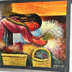 Simon Silva Amor A Todas Horas Signed Chicano Painting Mexican American Folk Art