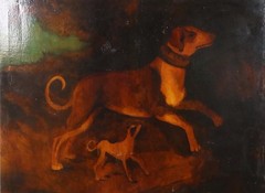 Mixed Media Composition “18th Century English Painting of Dogs No. 1” 1969