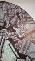 MAYAN ARTWORK-COYOLXAUHQUI -PRISON MADE, 4 SECTIONS, OWNER FRAME PREFERENCE.