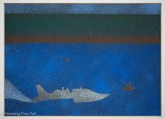 Beautiful Modernist Oil Painting Seascape Racing Boat Illegibly Signed, Nice