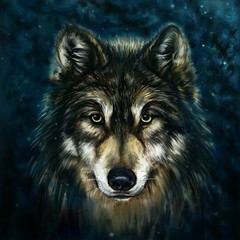 Modern Handpainted High Quality Art Oil Painting Wolf Animal Wall Home Decor
