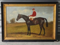 Signed Robinson Portrait Jockey Up Original Oil Painting On Canvas Vtg