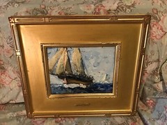 Full Sails By Anthony Thieme (1888-1954) Oil On Board Laid To Board