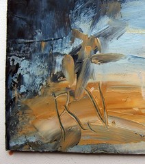 New York City Oil Painting Pale Urban Sunset, Streets and Skyscrapers Handmade