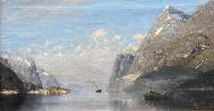 Georg Anton Rasmussen (1842-1914) : Norwegian Fjord View, Oil On Canvas , Signed