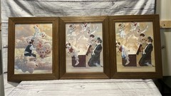 (3) Original Robert Owen Prints Paintings of Three Clowns READ