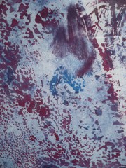 M. SIMON, Mystery Abstraction EXPRESSIONIST ABSTRACT Blue Purple Mid Century Mod