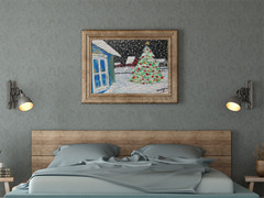 Country Christmas – 12 x 16x 0.5inch- Heavy Texture Acrylic and Mixed Media