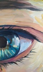 Oil Original Portrait Art Blue Eye Painting On Panel