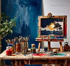 African Landscape Sunset Original Hand Made Painting on Canvas 12×9 inc