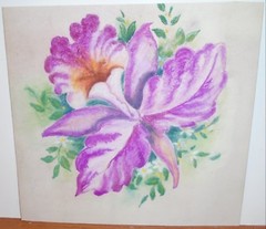 Orchid 12 by 13 Inch Pastel Painting-1930s/40s-Unsigned Bernard Gussow