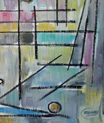 abstract THE BIG PAY OFF oil painting 8×10 canvas original art signed Crowell