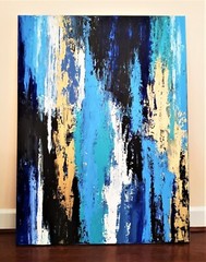 A.Z. Davis 48 x 36″ Original Acrylic Painting Canvas Modern Abstract Art Blue