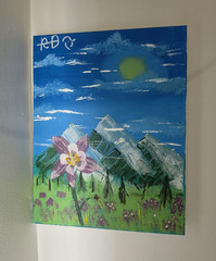 Impressionist Mountain Landscape With Flowers Painting on Canvas, Unframed