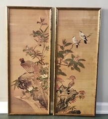 Aaron Ashley 1978 PHEASANT ON A ROCK & HOOPIE BIRD with KUMQUATS Wall Frame