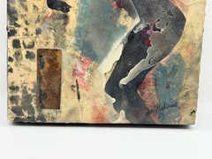1990s Joan Goldsmith Mixed-Media Panel Shadows 8×10 Abstract Wax Painting