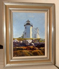 2009 Jerry Rose oil painting Rockweed pumpkin island lighthouse oil painting