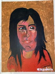Portrait Man Painting ART ABSTRACT 24” X 18” Signed Large Original! Free Ship!