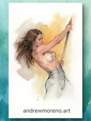 Original Nude Female Figure Classical Study Painting 5.5×8.5 Bookpage
