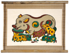 Dong Ho Folk Art Painting Do Mulberry Paper Brown Authentic Vietnamese Tradition