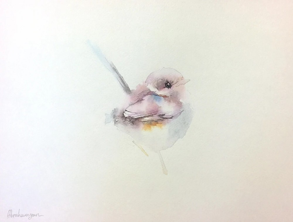 Fairy-wren, Watercolor artwork, Handmade, Original painting on paper
