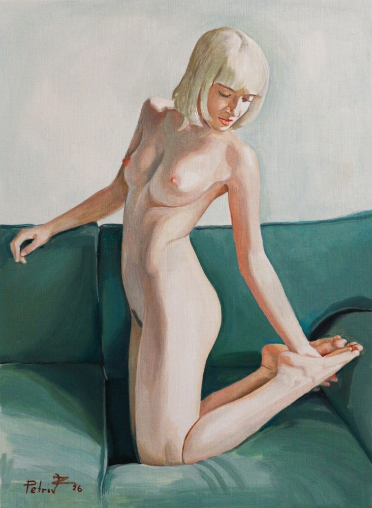 Original Oil Painting on Paper 8x12in/21×29.7cm Female Nude Signed 2025