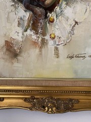 Rare HTF Large Textured Clown Painting Signed Laszlo Kohanecz 1984 Framed