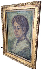 Antique Impressionist Oil Painting Portrait of a Young Woman Manner RENOIR MONET