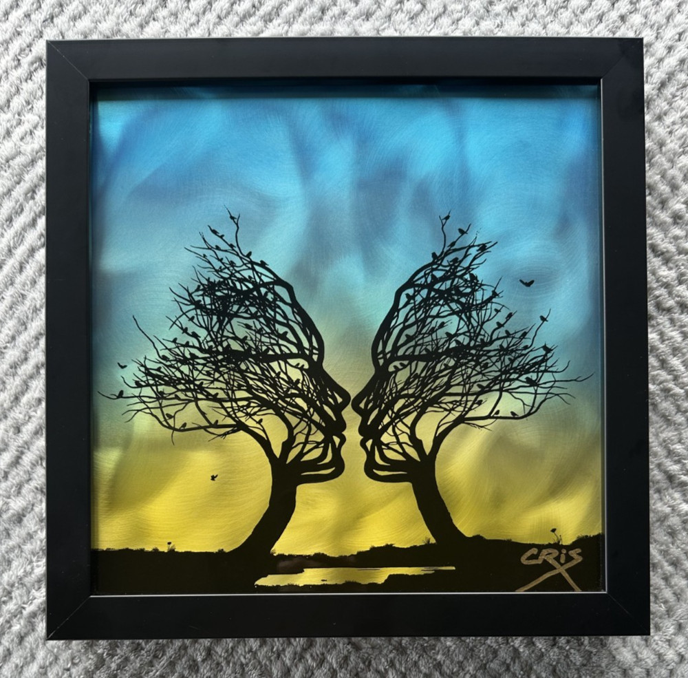 CrisX Art „Grazing“ Painting on brushed metal, hand-signed by artist unique work